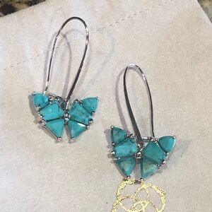 Nwot Kendra Scott silver Blair butterfly drop earrings in turquoise